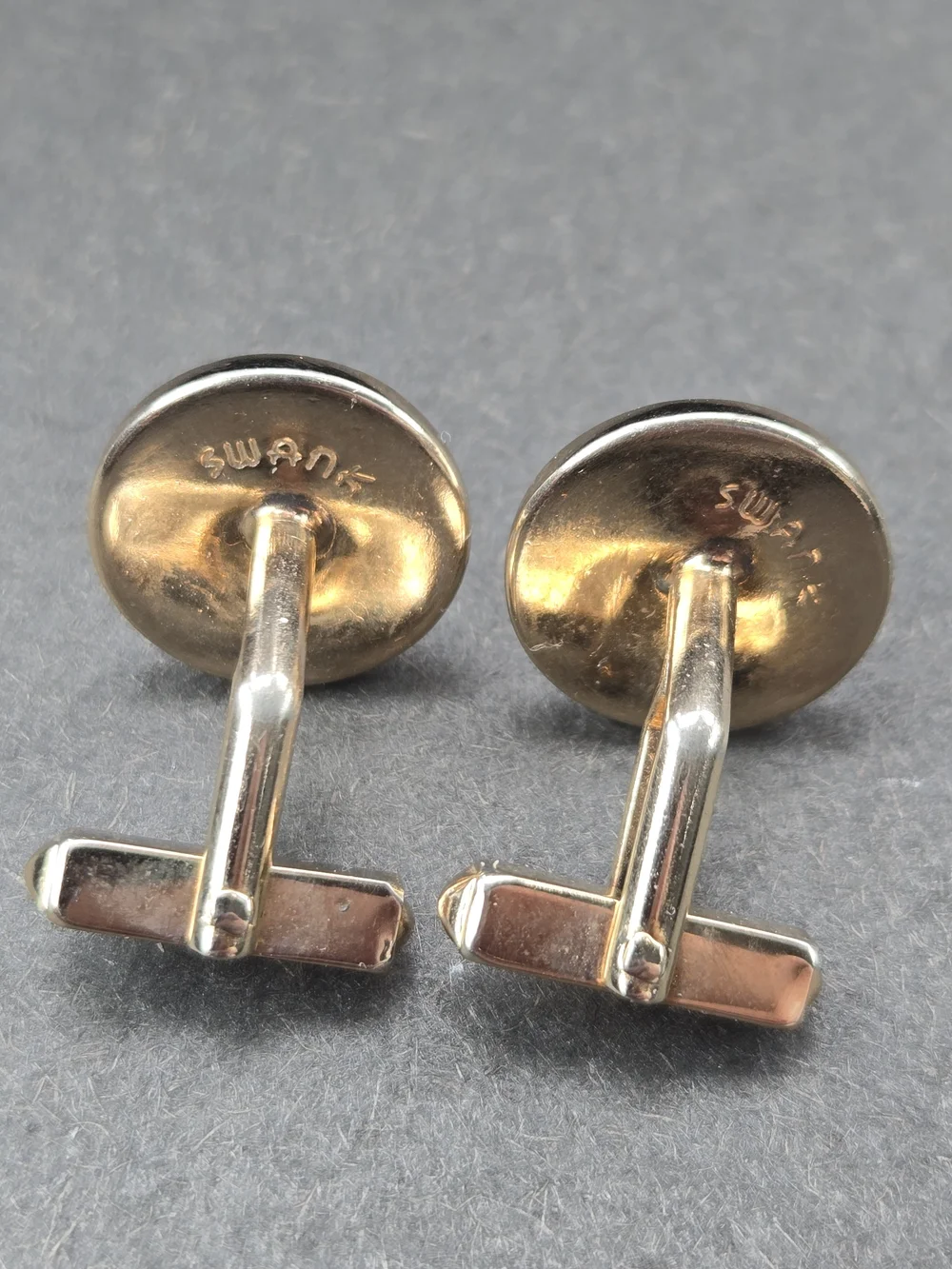 VTG SWANK Gold-tone In Abalone Cufflinks  & Mother-of-Pearl Round Cufflinks Set